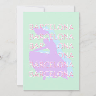 Barcelona Travel Art, Spanien Art, Pastel, Grönt Julkort