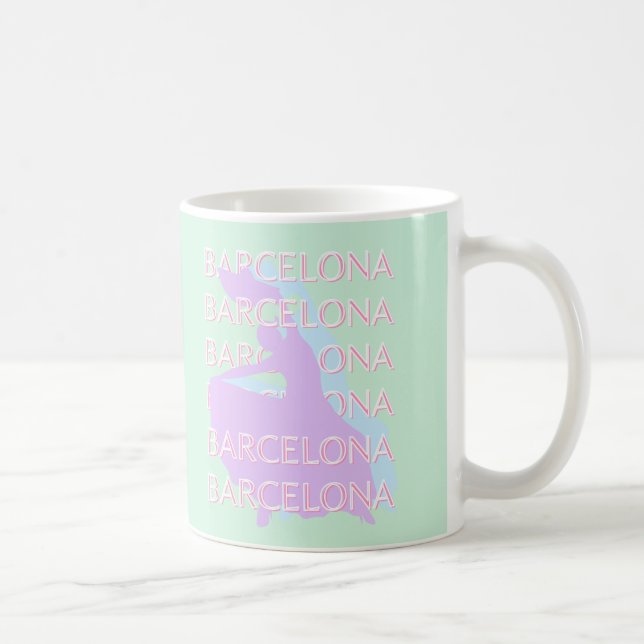 Barcelona Travel Art, Spanien Art, Pastel, Grönt Kaffemugg (Höger)
