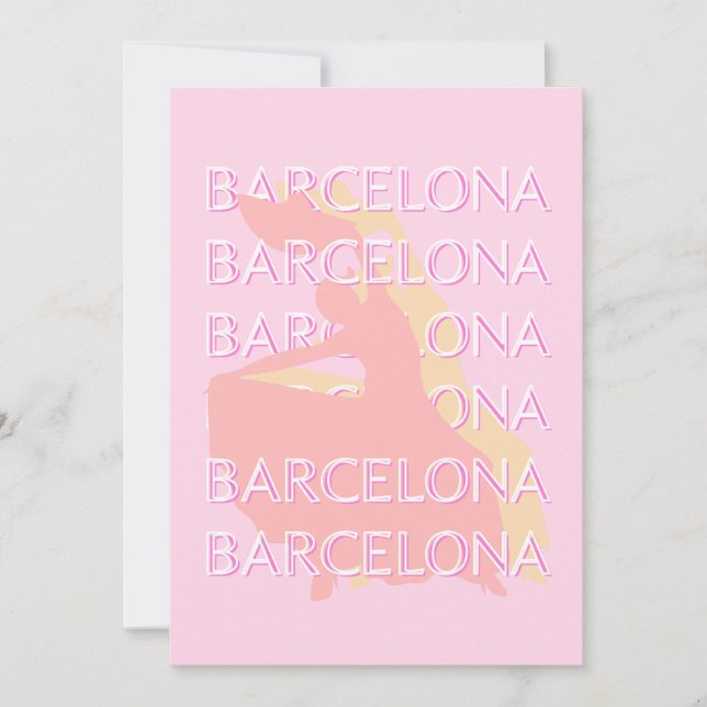 Barcelona Travel Art, Spanien Art, Rosa, Pastel Julkort (Framsida)