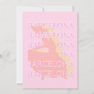 Barcelona Travel Art, Spanien Art, Rosa, Pastel Julkort