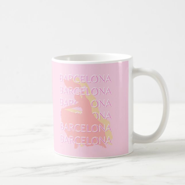 Barcelona Travel Art, Spanien Art, Rosa, Pastel Kaffemugg (Höger)