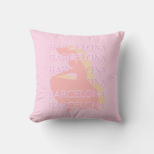 Barcelona Travel Art, Spanien Art, Rosa, Pastel Kudde