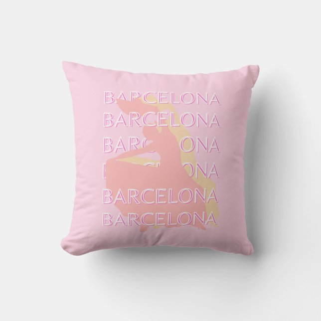 Barcelona Travel Art, Spanien Art, Rosa, Pastel Kudde (Framsida)