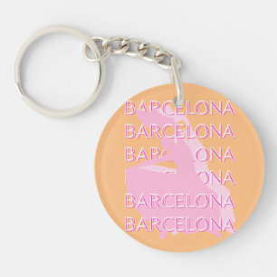 Barcelona Travel Art, Spanien, Orange, Rosa