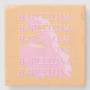 Barcelona Travel Art, Spanien, Orange, Rosa Stenunderlägg