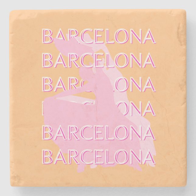Barcelona Travel Art, Spanien, Orange, Rosa Stenunderlägg (Framsidan)