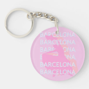 Barcelona Travel Art, Spanien, Pastel, Rosa