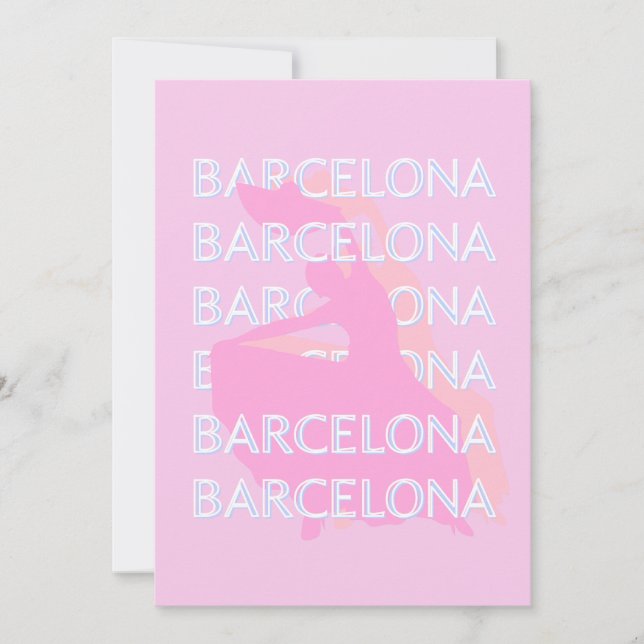 Barcelona Travel Art, Spanien, Pastel, Rosa Julkort (Framsida)