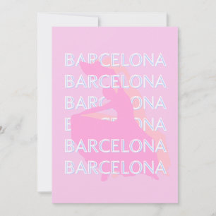 Barcelona Travel Art, Spanien, Pastel, Rosa Julkort