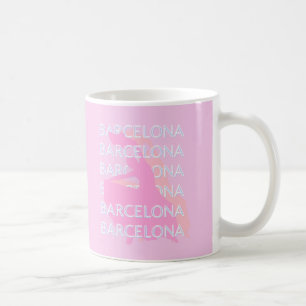 Barcelona Travel Art, Spanien, Pastel, Rosa Kaffemugg