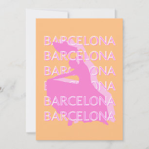 Barcelona Travel Art, Spanien Travel Art, Orange Julkort