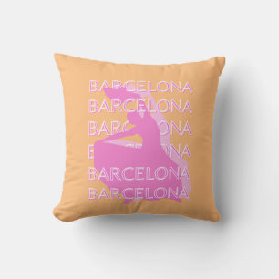 Barcelona Travel Art, Spanien Travel Art, Orange Kudde
