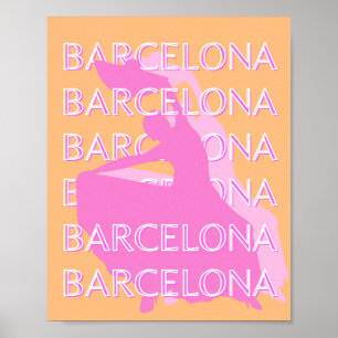 Barcelona Travel Art, Spanien Travel Art, Orange Poster