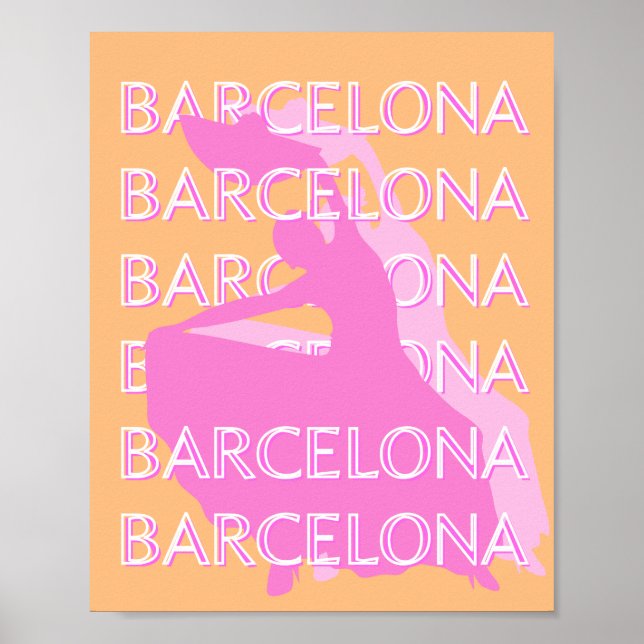 Barcelona Travel Art, Spanien Travel Art, Orange Poster (Framsidan)