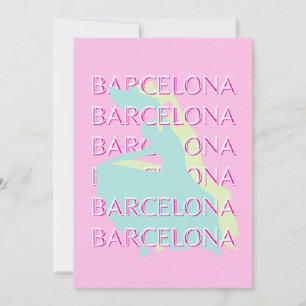 Barcelona Travel Art, Spanien Travel Art, Rosa Julkort