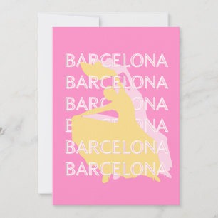 Barcelona Travel Art, Spanien, Travel Art, Rosa Julkort