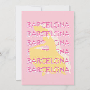 Barcelona Travel Art, Spanien, Travel Art, Rosa Julkort
