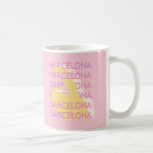 Barcelona Travel Art, Spanien, Travel Art, Rosa Kaffemugg