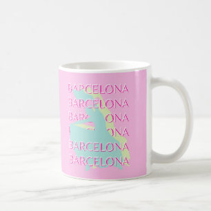 Barcelona Travel Art, Spanien Travel Art, Rosa Kaffemugg