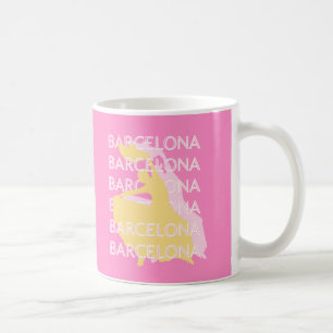Barcelona Travel Art, Spanien, Travel Art, Rosa Kaffemugg