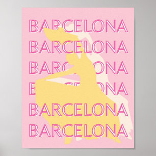 Barcelona Travel Art, Spanien, Travel Art, Rosa Poster