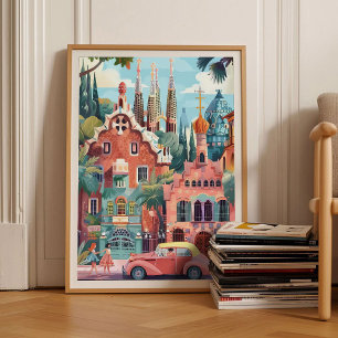 Barcelona Tryck Barcelona Illustration Spanien Res
