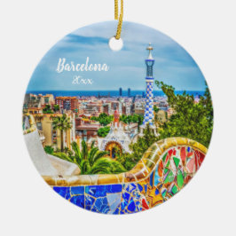 Barcelona unik fotomodern konst julgransprydnad keramik