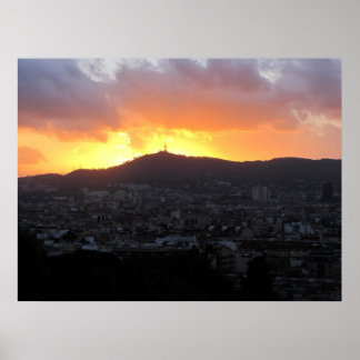 Barcelona vid sunset (Canvas) Poster