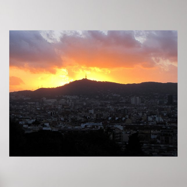 Barcelona vid sunset (Canvas) Poster (Framsidan)
