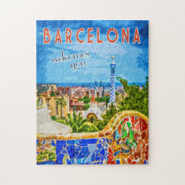 Barcelona Vintage resor Poster inkapsling i Ställe Pussel