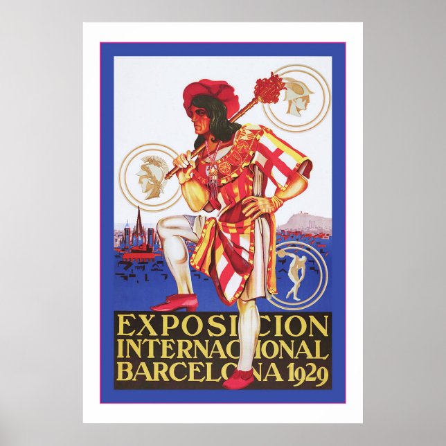 Barcelona ~ Vintage Spansk utställning Poster (Framsidan)