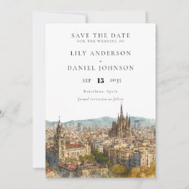 Barcelona Watercolor Destination Wedding Spara Datumet