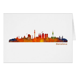 Barcelona watercolor skyline v01 hälsningskort