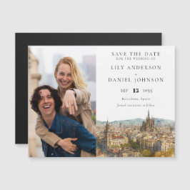 Barcelona Wedding Photo Save The Date Magnetisk Inbjudningskort