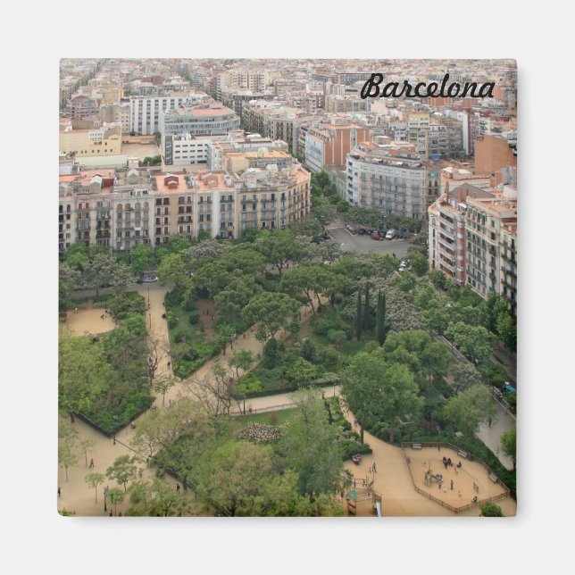 Barcelonapanorama från Sagrada Familia Magnet (Framsidan)