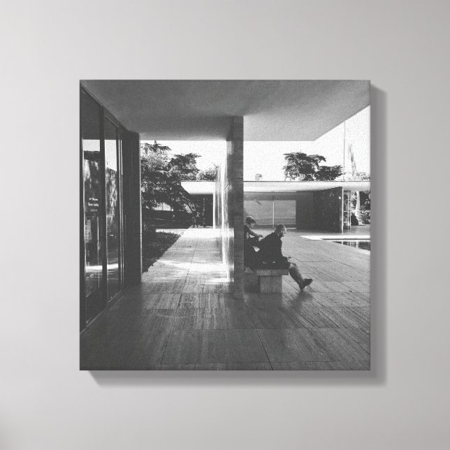 Barcelonapavilion-perspektiv Canvastryck (Framsida)