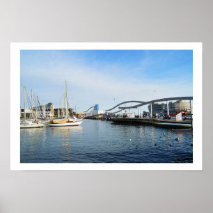 Barcelonas hamn Spanien Poster