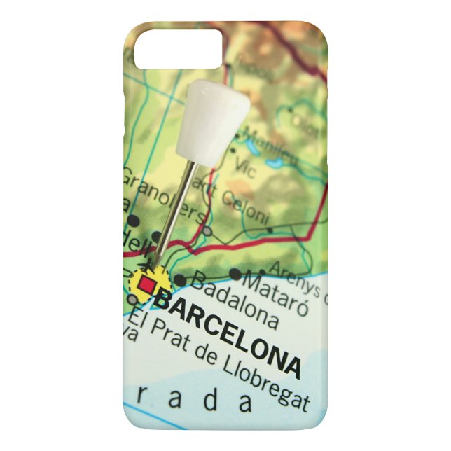 Barcelonas stadsnålskarta Case-Mate iPhone skal (Baksida)