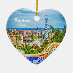 Barcelonas unika foto Modern Art Julgransprydnad Keramik