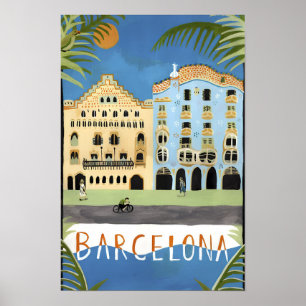 Barcelonas vintage tryck