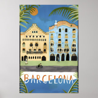 Barcelonas vintage tryck