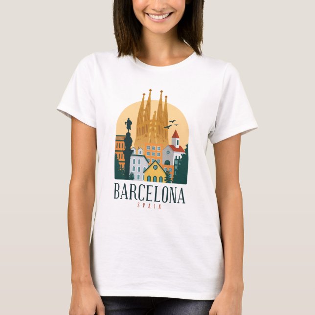 BarcelonaSkyline T Shirt (Framsida)
