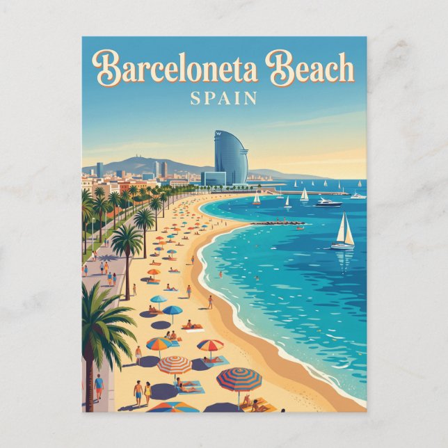 Barceloneta Beach Spanien Vykort (Framsida)