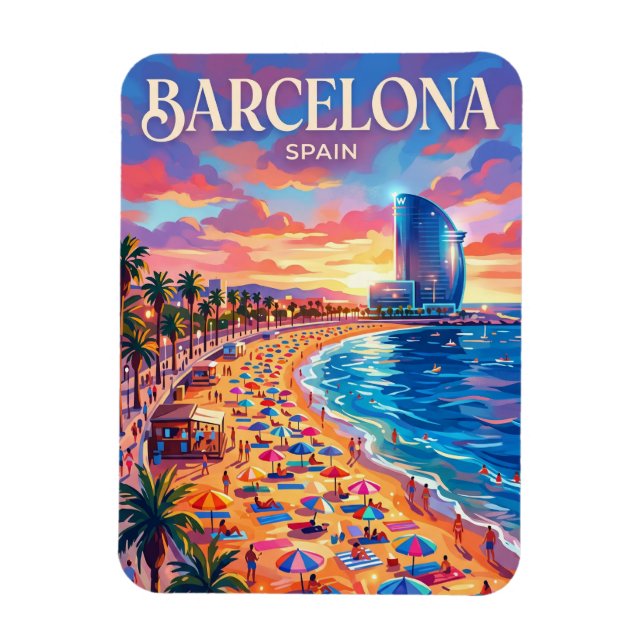 Barceloneta-stranden Spanien Magnet (Vertikal)