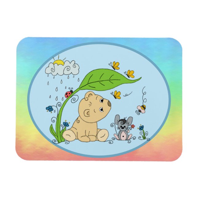 Bärchen im Regen Magnet (Horisontell)