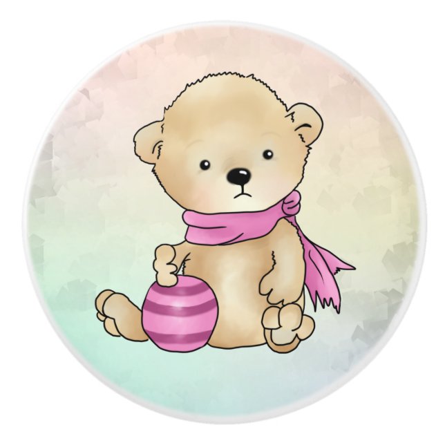 Bärchen mit Ball, rosa Knopp (Framsidan)
