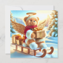 Bärchen Plüschbär auf Schlitten mit Geschenken Kort