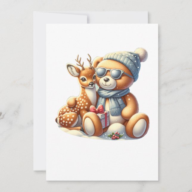 Bärchen und sein Rehkitz im Schnee Inbjudningar (Framsida)