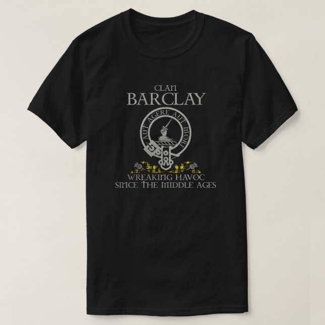 Barclay Dress Klan vapensköld Scottish Surname tar T Shirt (Design framsida)