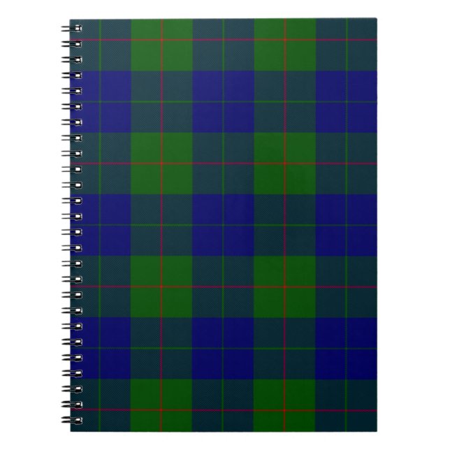 Barclay klan tartan blue grönt plaid anteckningsbok med spiral (Framsidan)